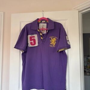 H&M Purple Polo Crop Top with Embroidery